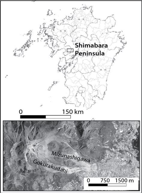 Location of Unzen Volcano in, Kyushu, South-Japan, also showing a zoom... | Download Scientific ...