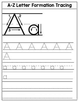 A-Z Letter Formation Tracing Worksheet Preschool, Kindergarten ...