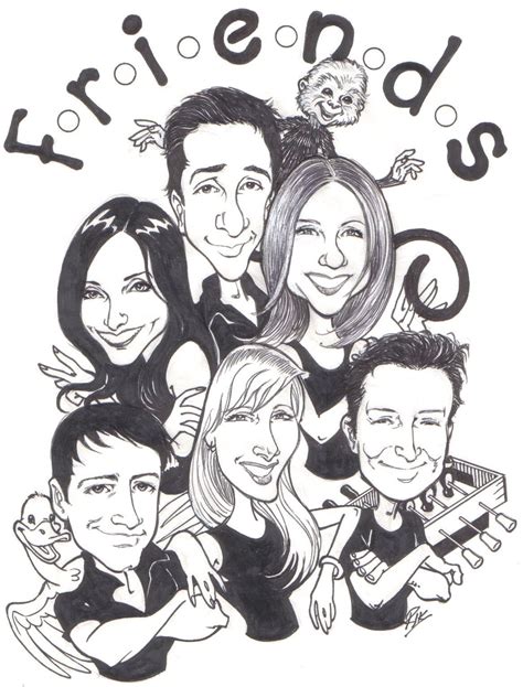 Friends Photo: cartoon friends picture | Friends sketch, Drawings of friends, Friends cast