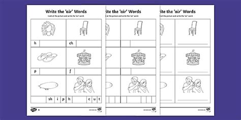 Write the air Words Differentiated Worksheet Pack - Twinkl