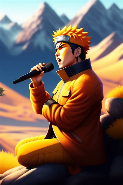 Lexica - Portrait of Naruto singing on a mountain