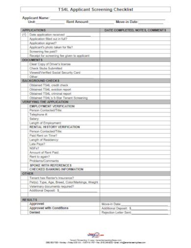 10+ Tenant Screening Checklist Templates - PDF, Word, Google Docs, Pages, Numbers | Free ...