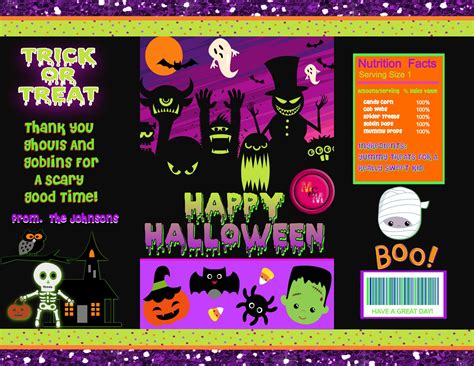 Editable Halloween Chip Bag Printable, Halloween Party Chip bag, Hallo – Mug+Mouse Designs