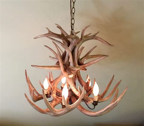 Whitetail Deer Antler Chandelier with Brass Cluster - Mad River Antler