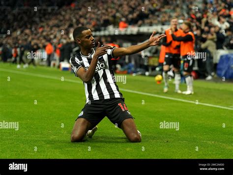 Newcastle United's Alexander Isak celebrates scoring their side's first goal of the game during ...