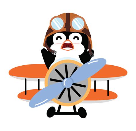 pilot penguin flying plane cartoon 14043846 Vector Art at Vecteezy