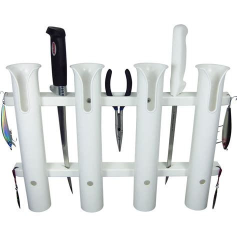 4 Rod Deluxe Fishing Rod Holder Rack White | Boat Outfitters