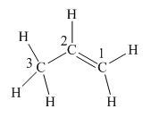 Draw a line-bond structure for propene, CH_3CH=CH_2; indicate the ...