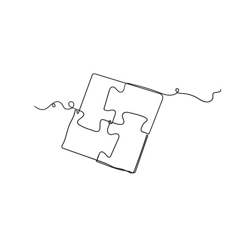 hand drawn doodle puzzle jigsaw illustration in continuous line art ...