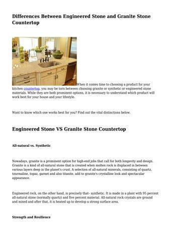 Differences Between Engineered Stone and Granite Stone Countertop by Easton Industries - Issuu