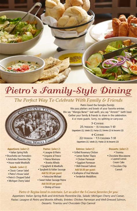 Family Style Menu | Grand Rapids, MI | Pietro's Italian Restaurant