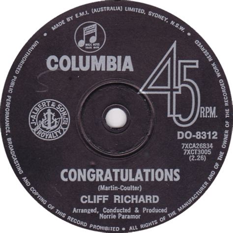 Cliff Richard - Congratulations (1968, Vinyl) | Discogs