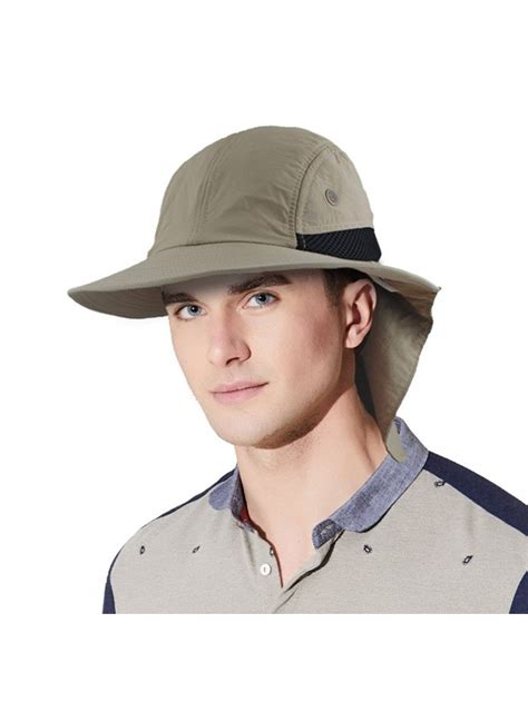 Men's Sun Hat With Neck Flap Cover Outdoor Sunscreen Mesh boonie Cap ...