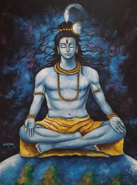 Shiva in Meditation Painting by Mahua Pal | Saatchi Art