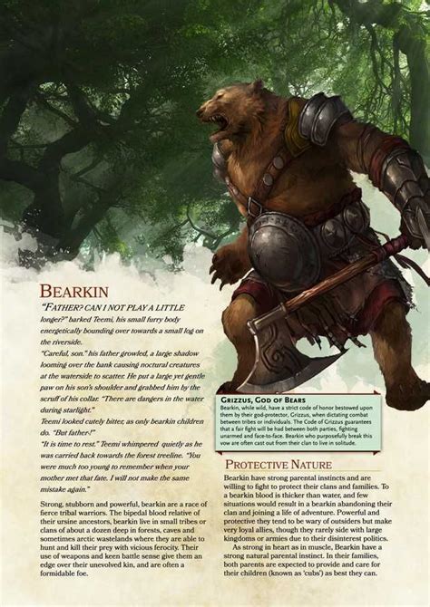 Bearkin: A Humanoid Bear Homebrew Race | Dnd 5e homebrew, Dungeons and dragons classes, Dungeons ...