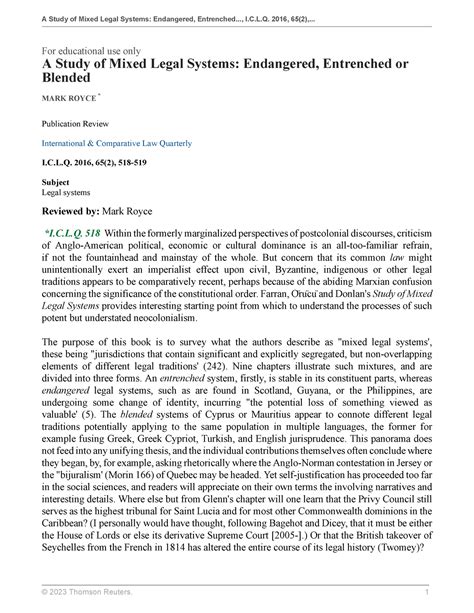 A Study of Mixed Legal Systems Endangered Entrenched or Blended - A Study of Mixed Legal Systems ...