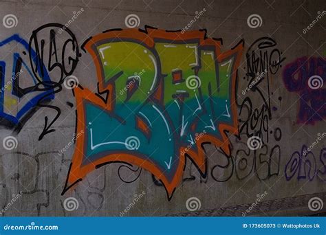 Vandalism Crime Wall of Graffiti. Editorial Stock Photo - Image of ...