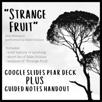 "Strange Fruit" by Abel Meerpool/Billie Holiday Poem Analysis Peardeck ...