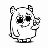 Cute Monster With Candy coloring Page  Download Print Or Color Online sketch template