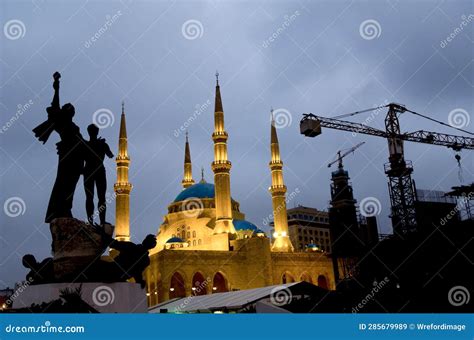 Iconic Beirut Skyline at Night, Stock Image - Image of square, downtown ...