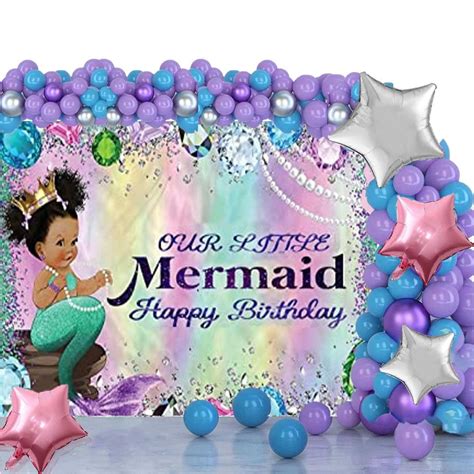 Mermaid Birthday Party Decorations 114PCS Balloon And Mermaid Tail ...