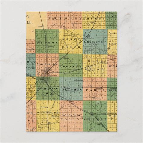 Map of McLean County, Illinois 1886 Postcard | Zazzle | Postcard ...