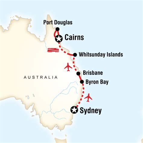 Map of the route for East Coast Australia in Style (G Adventures ...