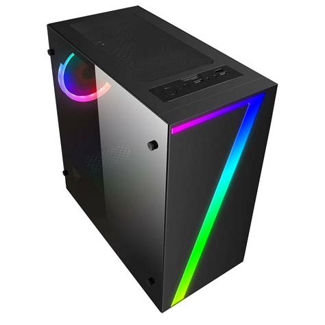 CIT Seven MATX Gaming Case Rainbow RGB Strip 1 x Rainbow RGB Fan Acrylic Side | Falcon Computers