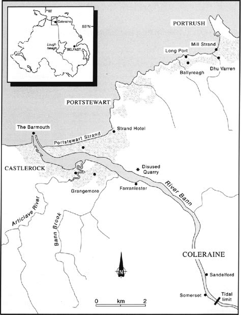 The estuary of the River Bann and adjacent coast. Sites mentioned in ...