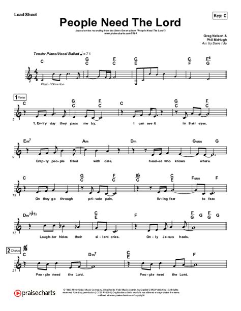 People Need the Lord Sheet Music PDF (Steve Green) - PraiseCharts