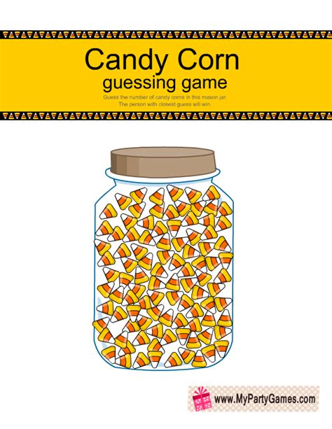 Free Printable How Many Candy Corns are in the Jar Game