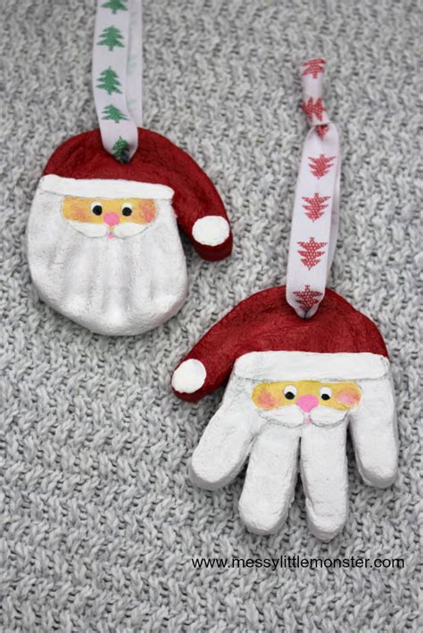 Santa Salt Dough Handprint Ornaments & Easy Salt Dough Recipe | Handprint ornaments, Santa ...