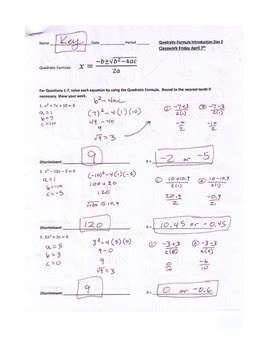 Solving Quadratic Equations Using the Quadratic Formula & Discriminant ...