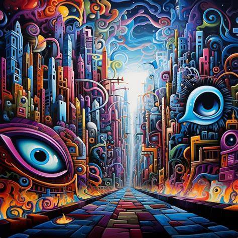 Premium AI Image | The Chromatic Symphony Surreal Street Art Mural