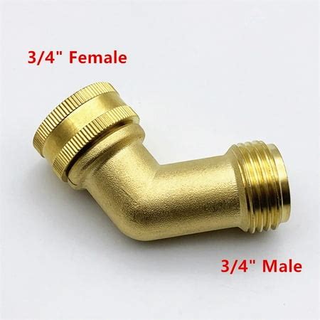 PERTTYUNG 3/4" Female/Male Thread Brass Connector 130 Degree Angle Garden Hose Tube Fitting ...