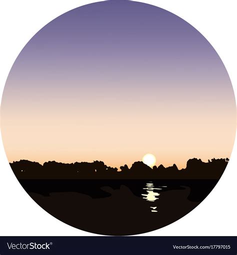 Lake at dawn landscape Royalty Free Vector Image