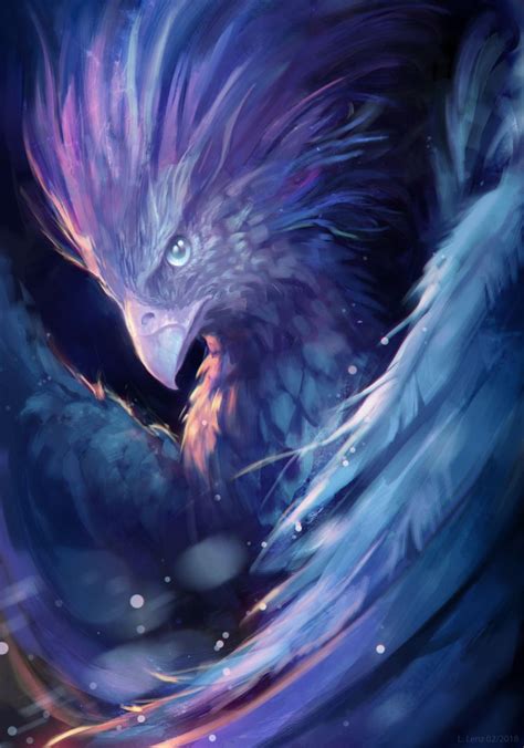 adventure-fantasy: “ Blue Phoenix by Jasinai ” | Mythical creatures art ...