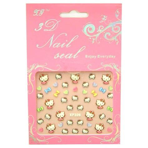 Super Cute Kitty Nail Art Stickers-Colorful Hearts(2pk) | Hello kitty nails, Hello kitty nails ...