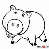 How To Draw Hamm From Toy Story  Sketchok Easy Drawing Guides sketch template