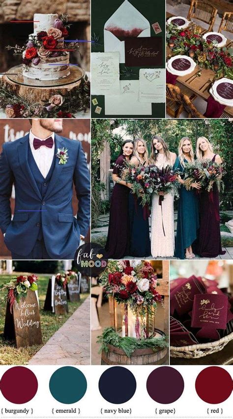 Jewel toned Wedding Colours { Burgundy + grape + emerald + navy blue + red } in 2020 | Red ...