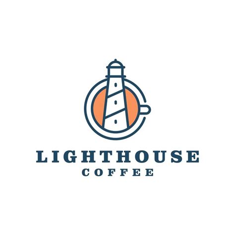 Premium Vector | Beacon of coffee, a lighthouse and cup logo design