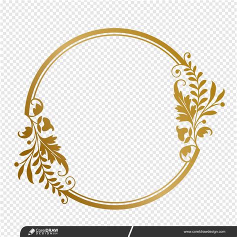 Download Golden Circle Frame With Decorative Floral Vintage Ornament ...