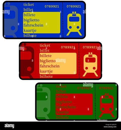 Cartoon illustration showing train ticket templates in different Stock Photo: 144556169 - Alamy