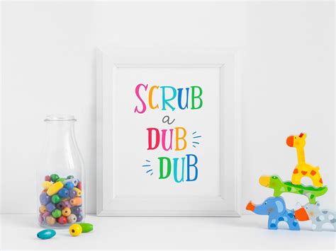 Scrub a Dub Dub Print Kids Bathroom Wall Art Printable - Etsy