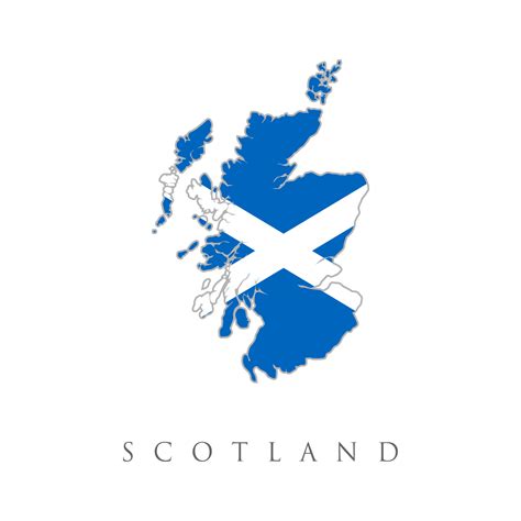 Map of Scotland with flag. Map of Scotland, UK with St. Andrew's cross flag. Country shape with ...