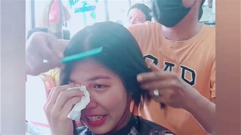 Girl crying haircut - YouTube