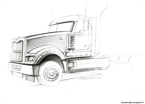 Semi Truck Side View Drawing | Wallpapers Gallery