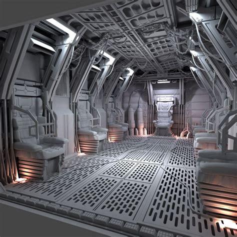 the interior of a sci - fi space station is shown in this 3d rendering ...