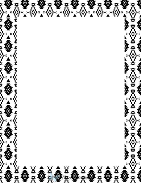 Printable Black and White Native American Page Border