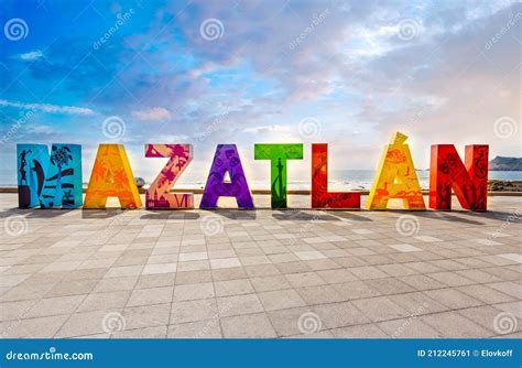 Big Mazatlan Letters At The Entrance To Golden Zone Zona Dorada, A Famous Touristic Beach ...